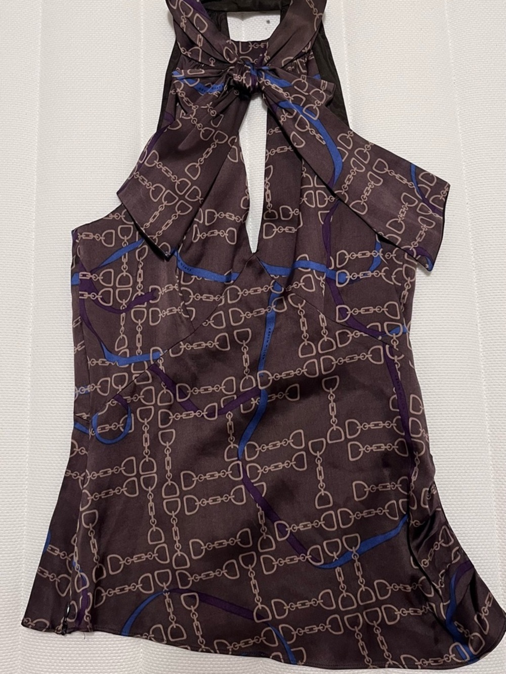 Mocha Y2K Silk Halter Neck Top